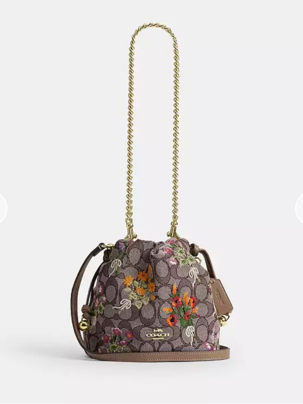 NWT🌷Coach Faye Mini Drawstring Bag
Signature Jacquard With Floral Embroidery - Picture 7 of 10